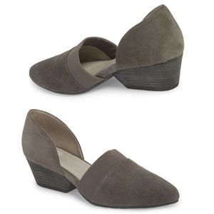 Hilly Suede Gray d’Orsay Block Heel Pump